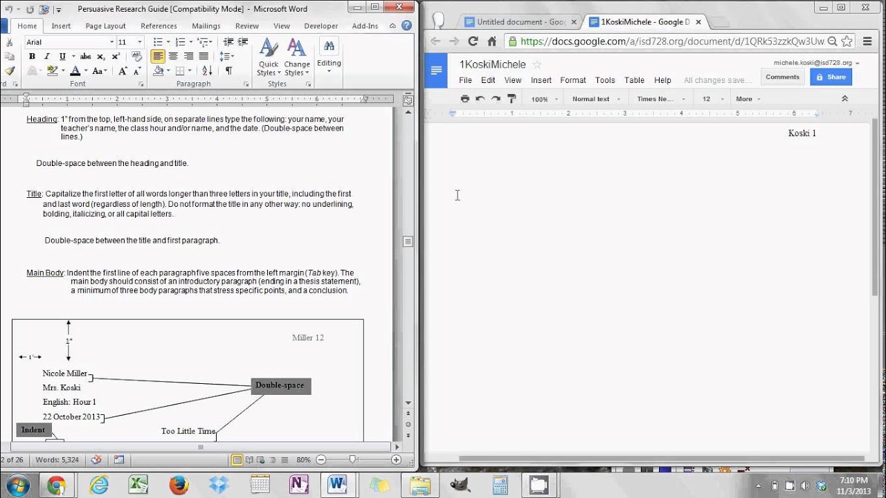 setting up mla format