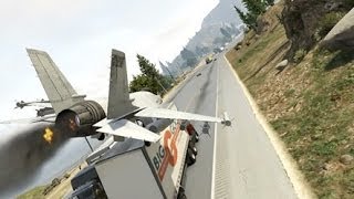 #260【GTA5】走っているトラックのコンテナに戦闘機を着陸させることは可能なのか!!