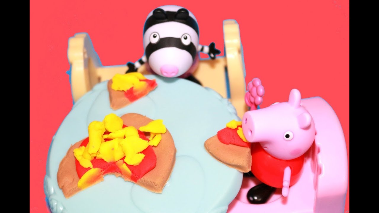 Peppa Pig eating PLAYDOH Pizza Gardening Together Zoe Zebra Toy