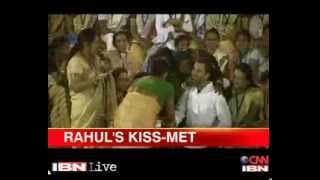 The lighter side of politics - women shower kisses on Rahul Gandhi in Jorhat