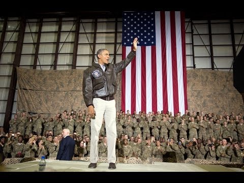 Ahead of Memorial Day, the President made a surprise visit to Bagram Air Field in Afghanistan, where he spoke to thousands of troops stationed there and thanked them for their service. May 25, 2014.