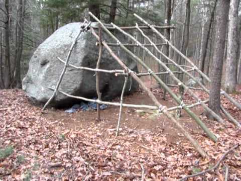 Natural Lean-to Shelter - YouTube