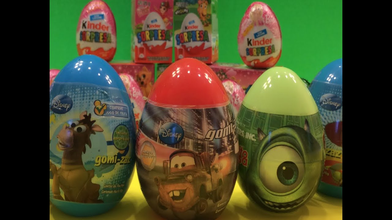 15 Kinder Surprise Eggs Unboxing Disney Pixar, Cars, Monsters Inc, Toy