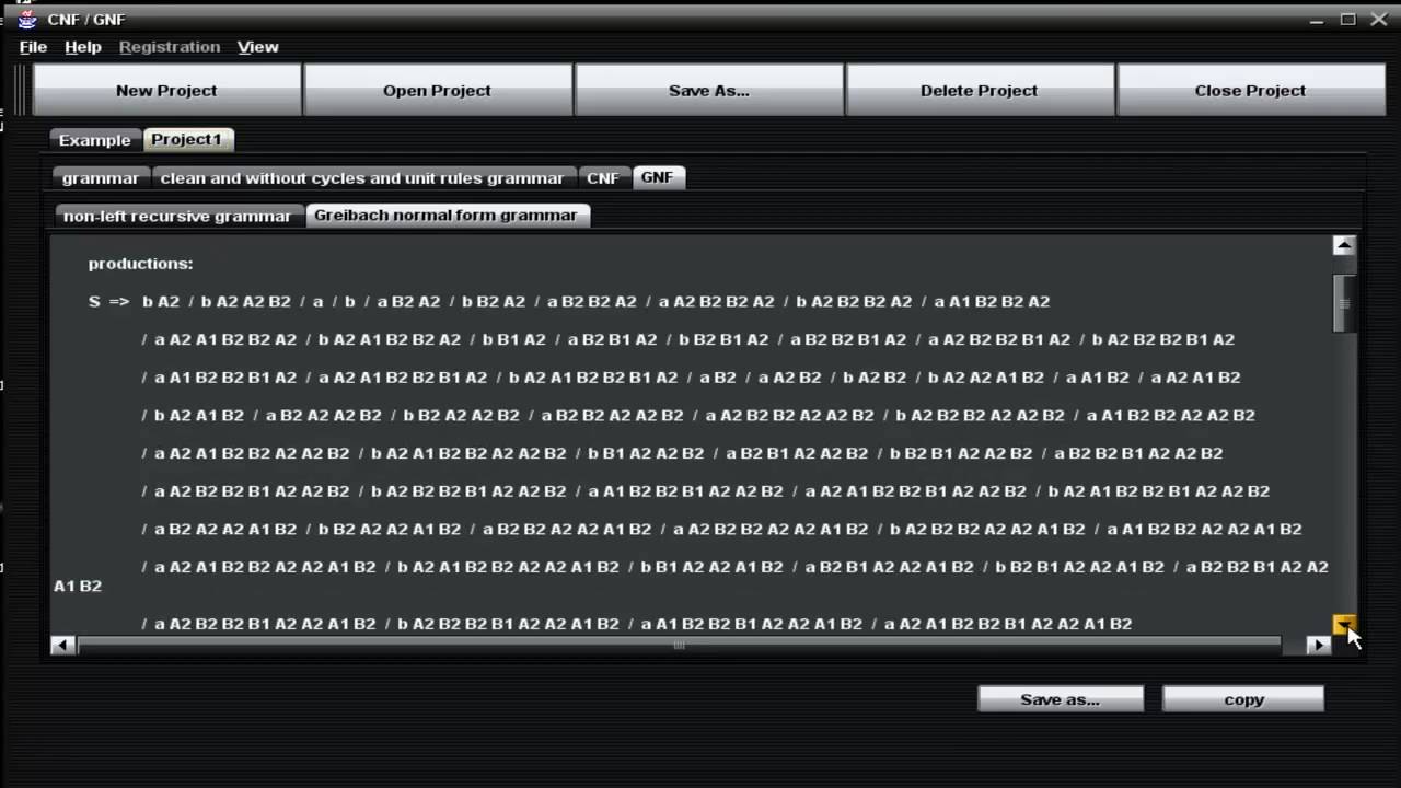 Converting a context-free grammar to cnf and gnf using Adfaria CNFGNF ...