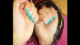 NailArt | Mint Nails with Hearts.