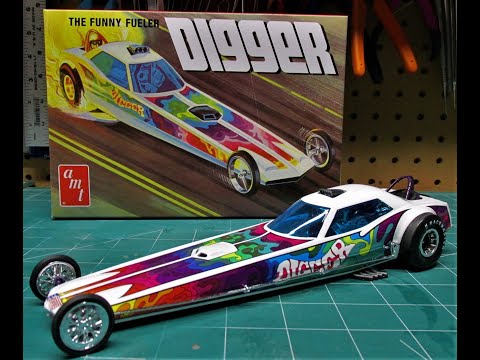 AMT Digger Dragster Fooler Fueler Funny Car 1/25 Scale Model Kit Build Review AMT1154
