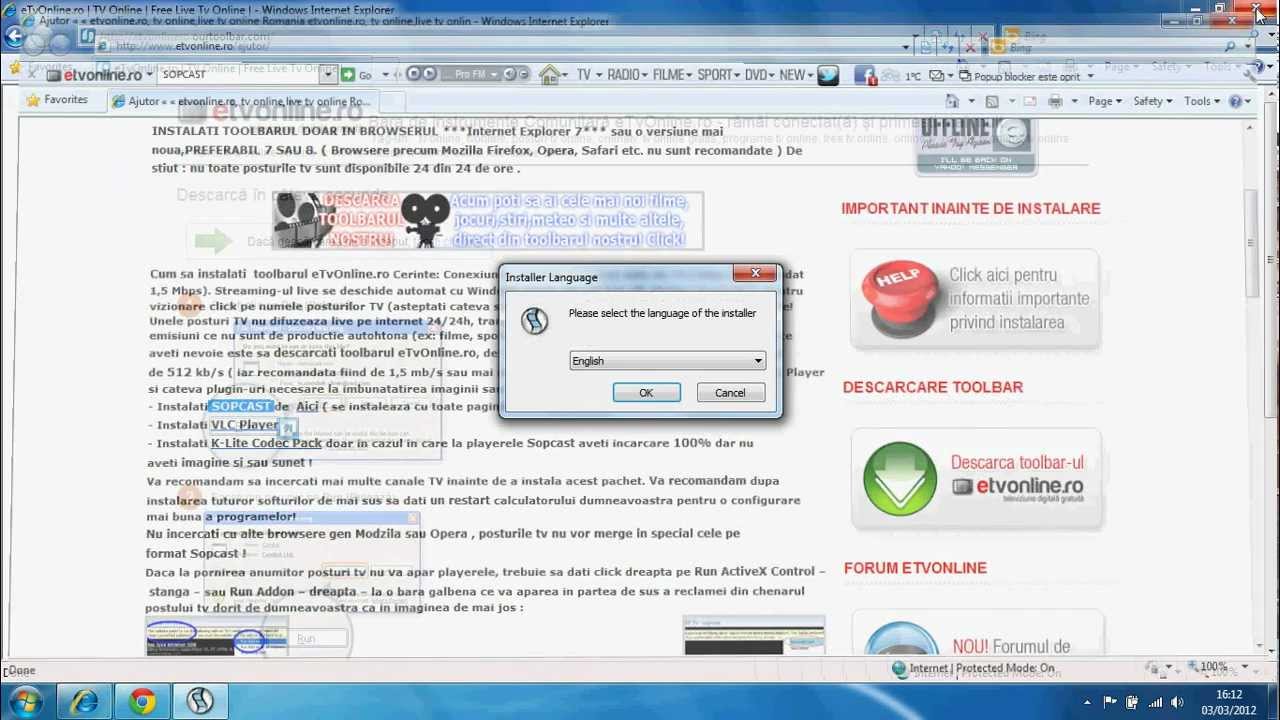 Ajutor instalare toolbar etvonline.ro Tv Online Romania,posturi Tv ...