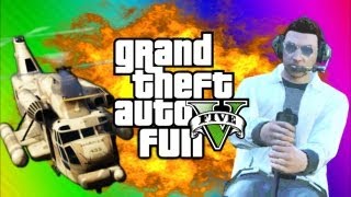 GTA 5 Online Funny Moments Gameplay 6 - Airfield Trolling, Cargo Helicopter, Car Heist (Multiplayer)