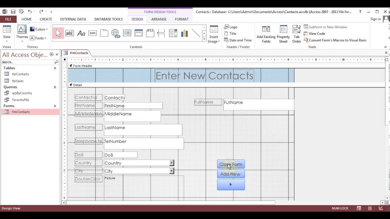 microsoft access 2013 tutorial forms