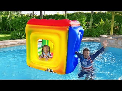 Diana and Roma Pretend Play with Fun Inflatable Toys