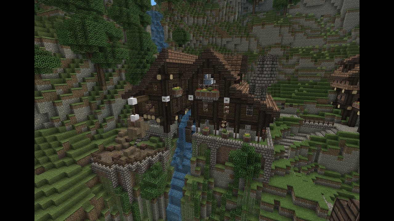 House with Water Mill Minecraft