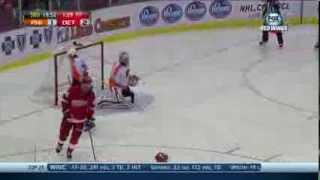 Detroit Red Wings Pavel Datsyuk's scores a goal on a nifty backhander