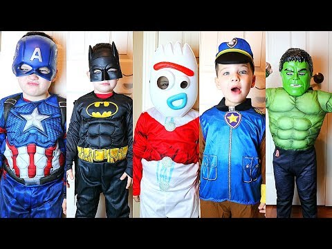 Kids Costume Runway Show Superheroes Disney Marvel Paw Patrol Dress Up Fun with Caleb Kids Show!