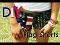 DIY Studded, Distressed Flag Shorts - MissBel01xox