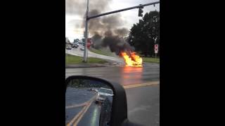 Tesla car on fire