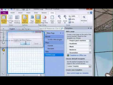 onenote 2010 page templates