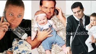 Fun with Stock Photos: Dads on Phones Holding Babies