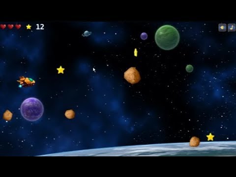 Funny flight spaceship collecting game score 21