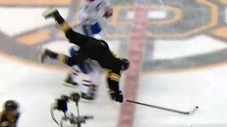 Emelin plants a textbook hip check on Lucic