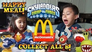 Skylanders Swap Force HAPPY MEAL TOYS from McDonald's - Surprise box unboxing ALL 8 Toys!