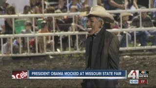 Rodeo clown dresses as Obama at Missouri  State Fair