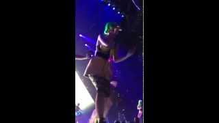 Katy Perry falls butt first onto fans