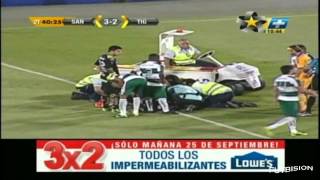 Terrible caída de cabeza de Osmar Mares - Santos vs Tigres 3-2 Jornada 6 Apertura 2013 Copa MX