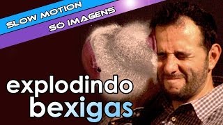 Explodindo bexigas em slow motion [só imagens]