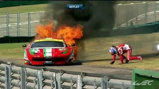 Ferrari on fire FIA WEC Interlagos 6 hours Sao Paulo