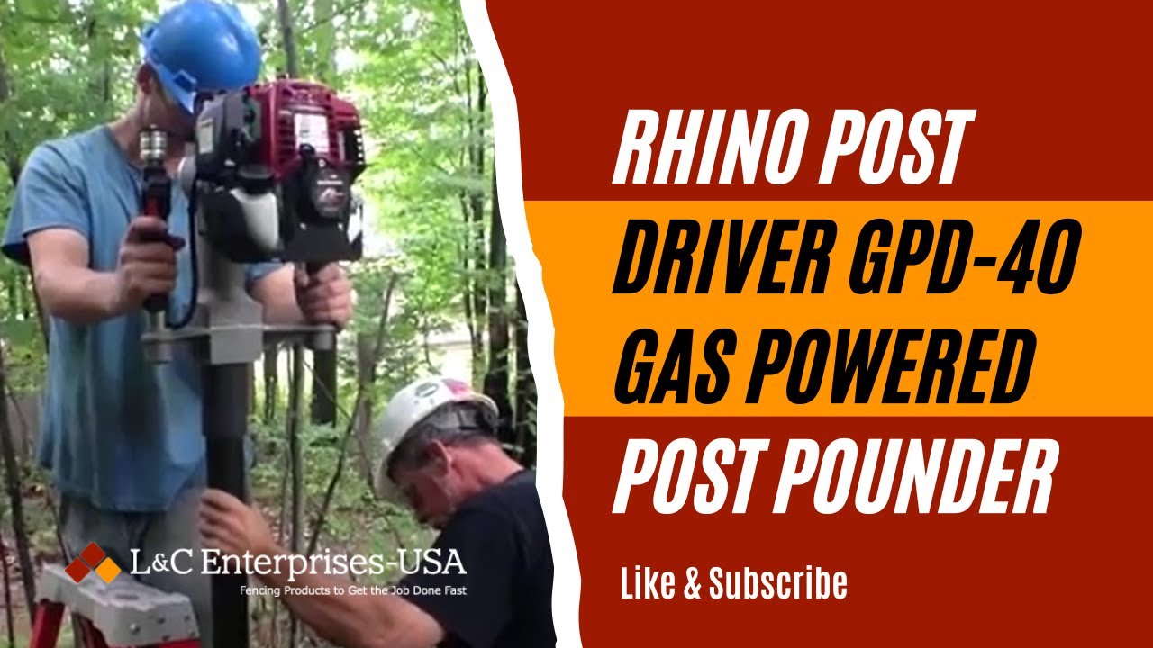 Rhino GPD-40 gas powered post driver pounds larger fence post ...