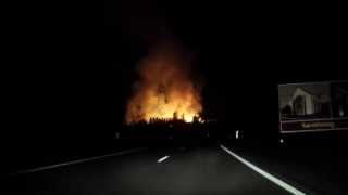 Incendie de l'Usine Depalor à Phalsbourg vue de l'autoroute A4 le 23 Juillet 2013 à 2h