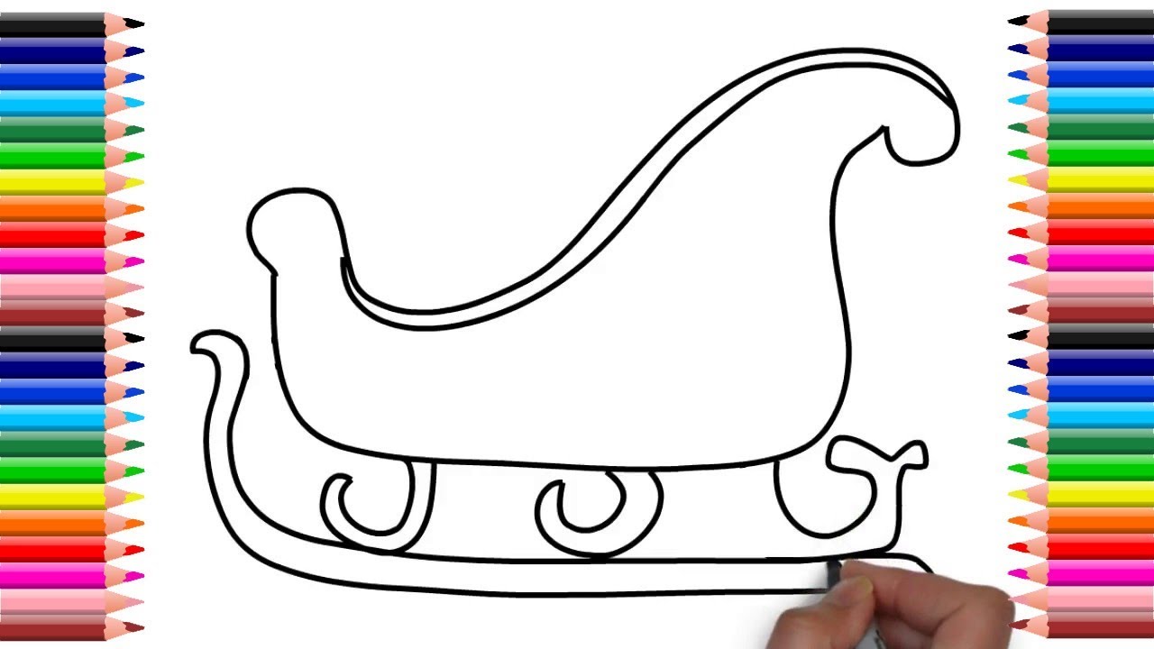 How to draw a cute Christmas sleigh easy for beginners drawing Christmas sl...