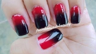 ♥How to Gradient Nail Tutorial - Black and Red♥