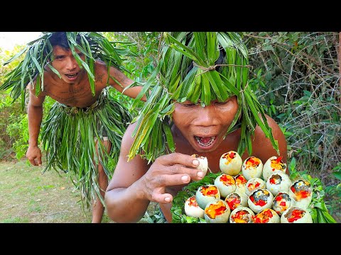Funny Cooking | Grilled Spicy Recipe Baby Duck Egg Eating Yummy