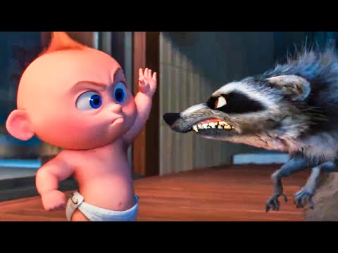 Download INCREDIBLES 2 - Baby Jack Jack vs Raccoon Fight Scene (2018) Movie Clip