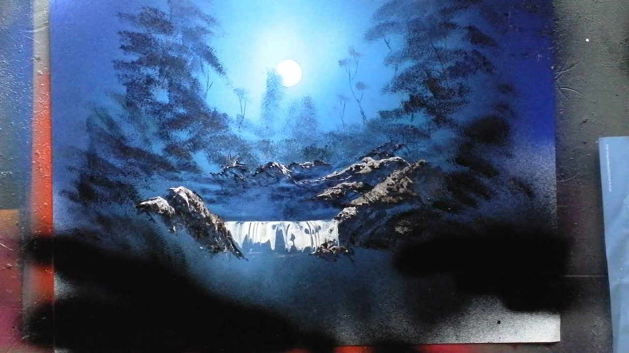 Moonlit Rocks Spray Paint Art - YouTube