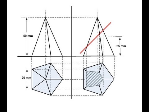 Section of solids - Pentagon Pyramid - YouTube