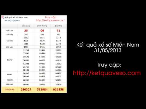 Xổ số Miền Nam ngày 31/05/2013 - ketquaveso.com