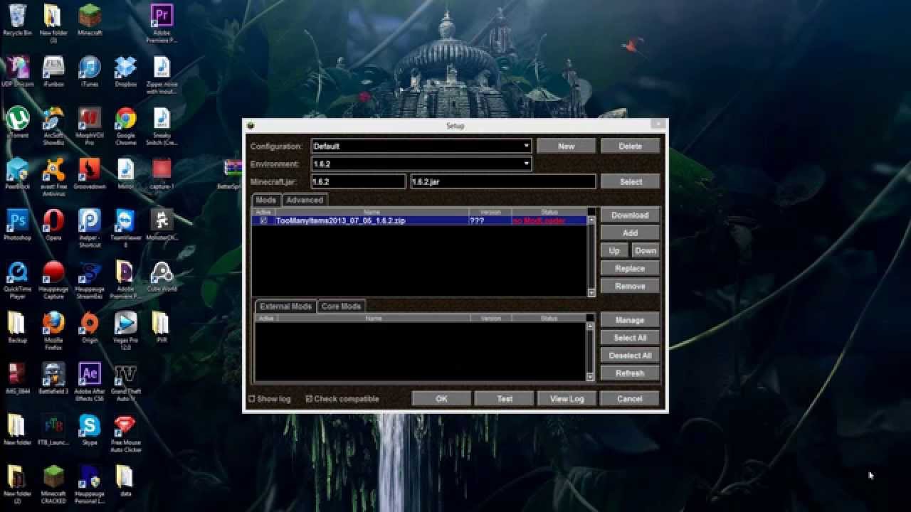 "Modloader On 1.6.2" + "Too Many Items 1.6.2" With "Magic Launcher ...