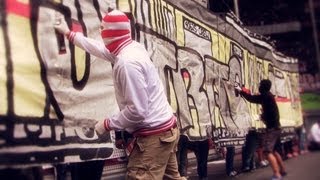 Ultras Düsseldorf Choreo "725 Jahre Düsseldorf" mit Live Graffiti (Fortuna - Bochum 25.08.2013)