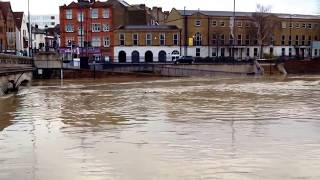 River Medway flood on Christmas Day. Worst flooding since October 2000. Maidstone town centre.