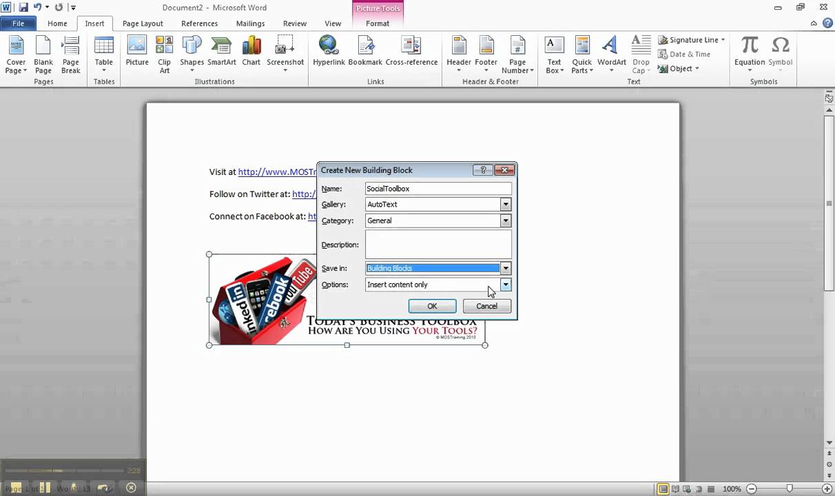 Word 2010 Building Blocks YouTube