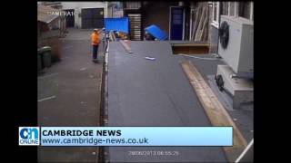 CCTV of Cambridge refuse collectors making bin look fuller so they don't have to collect it