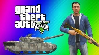 GTA 5 Online Funny Moments Gameplay - Police Station, Tank Launch Glitch, Wildcat Poop, Deep Snow!