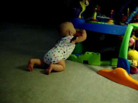 Cute amazing smart tiny 4 month old baby crawling and ...