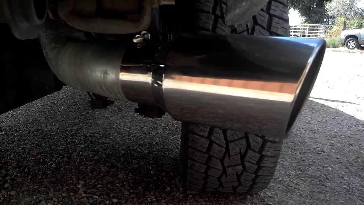 installed 7 inch exhaust tip on duramax - YouTube