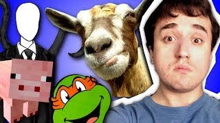 SLENDER + MINECRAFT + TARTARUGAS! - Goat Simulator (parte 11)