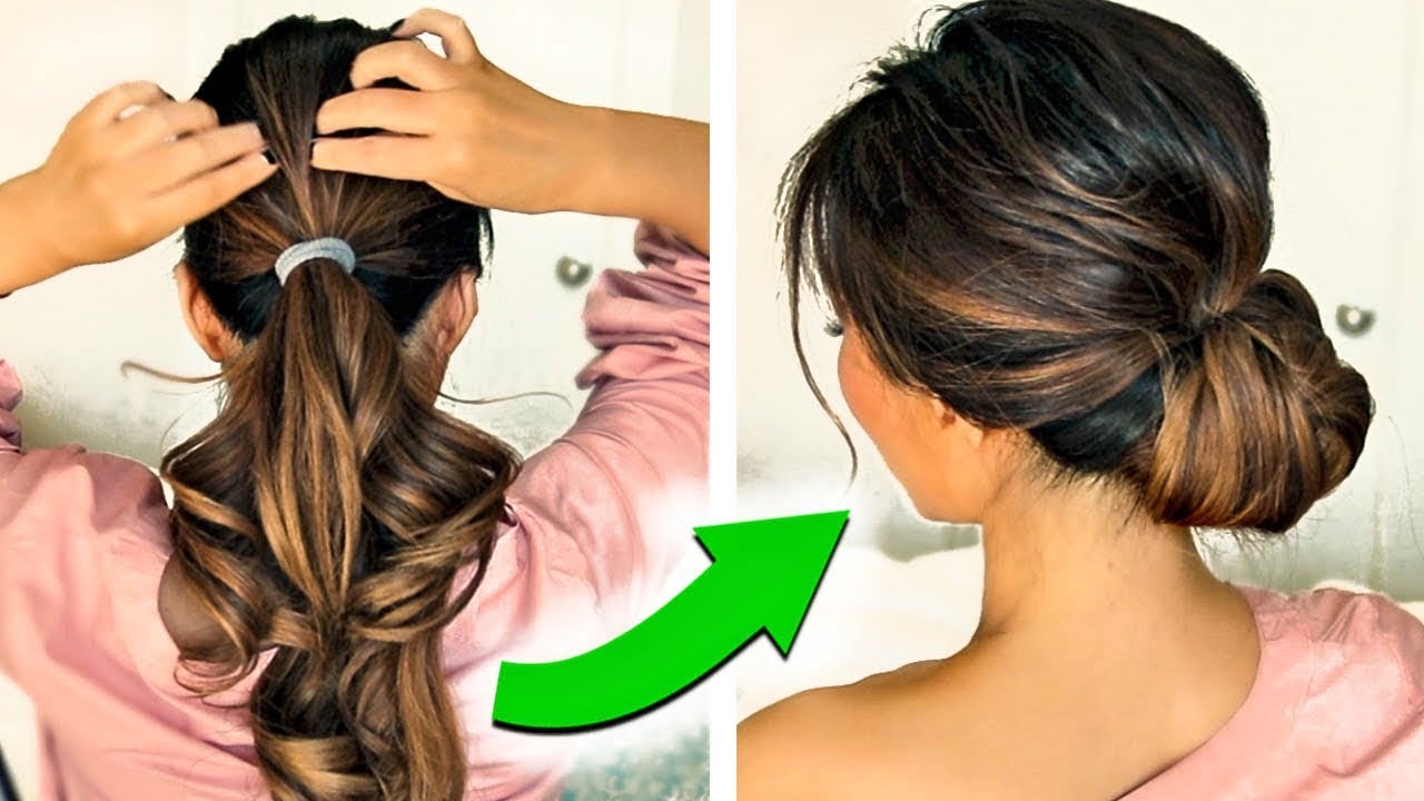 1 Min Everyday Messy Low Bun With Back Puff Easy Hairstyle