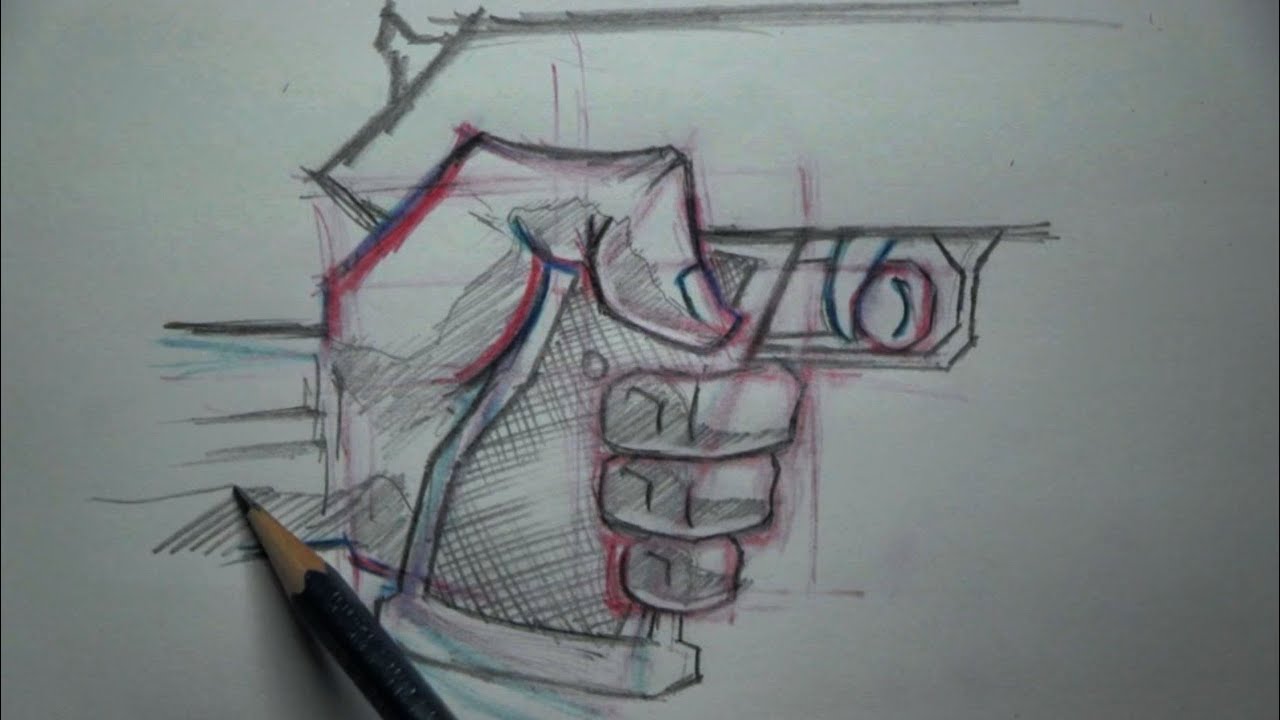 How To Draw Hand Holding A Gun - Tutorial - YouTube