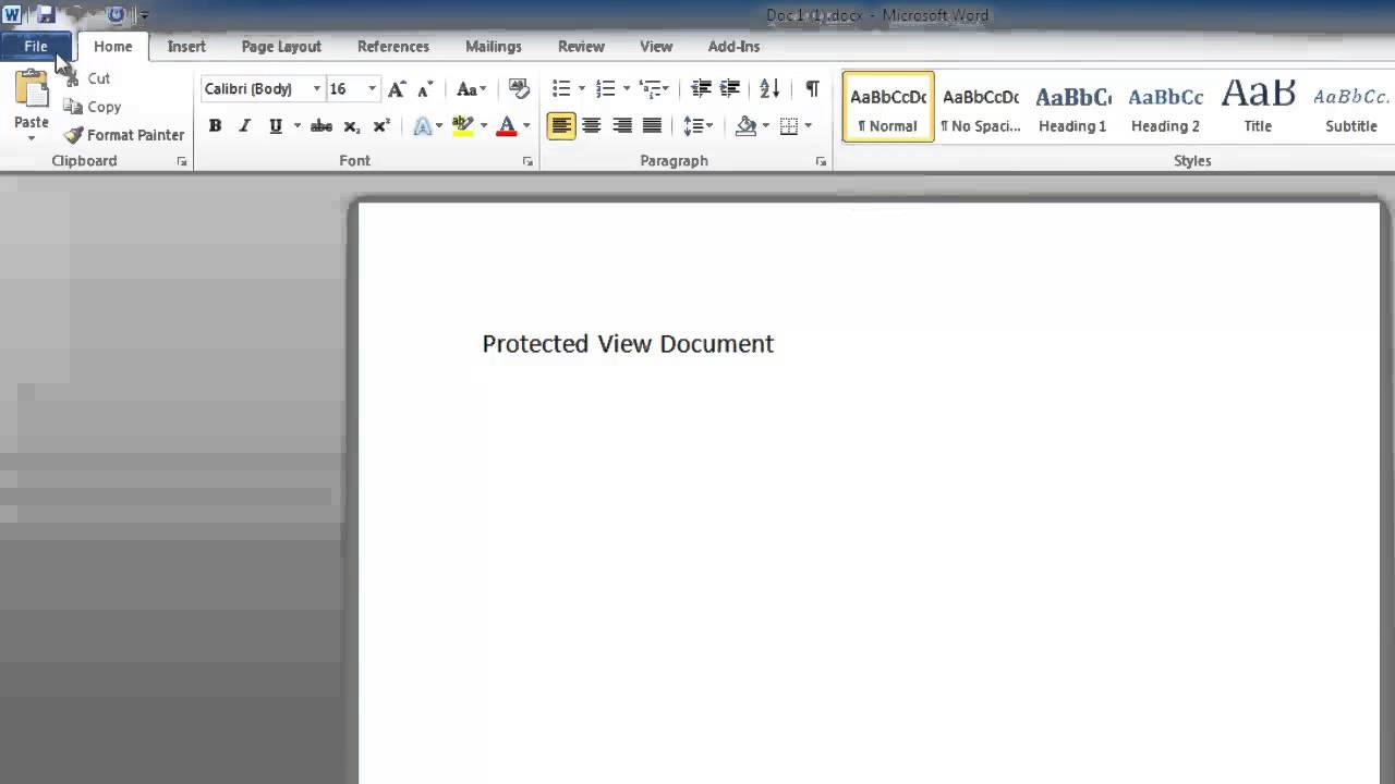 how to disable protected view microsoft word 2016